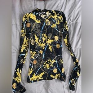 Women Gold Chains Seethrough Shirt